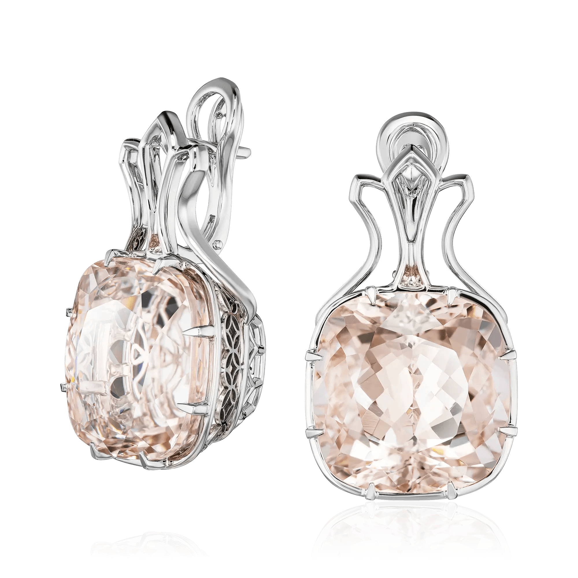 Серьги с морганитом из белого золота 585 пробы (арт. 132865)