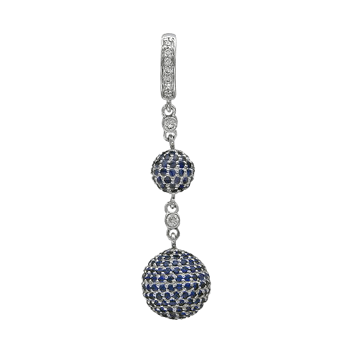 Кулон с сапфиром, бриллиантами из белого золота 585 пробы (арт. 14088)