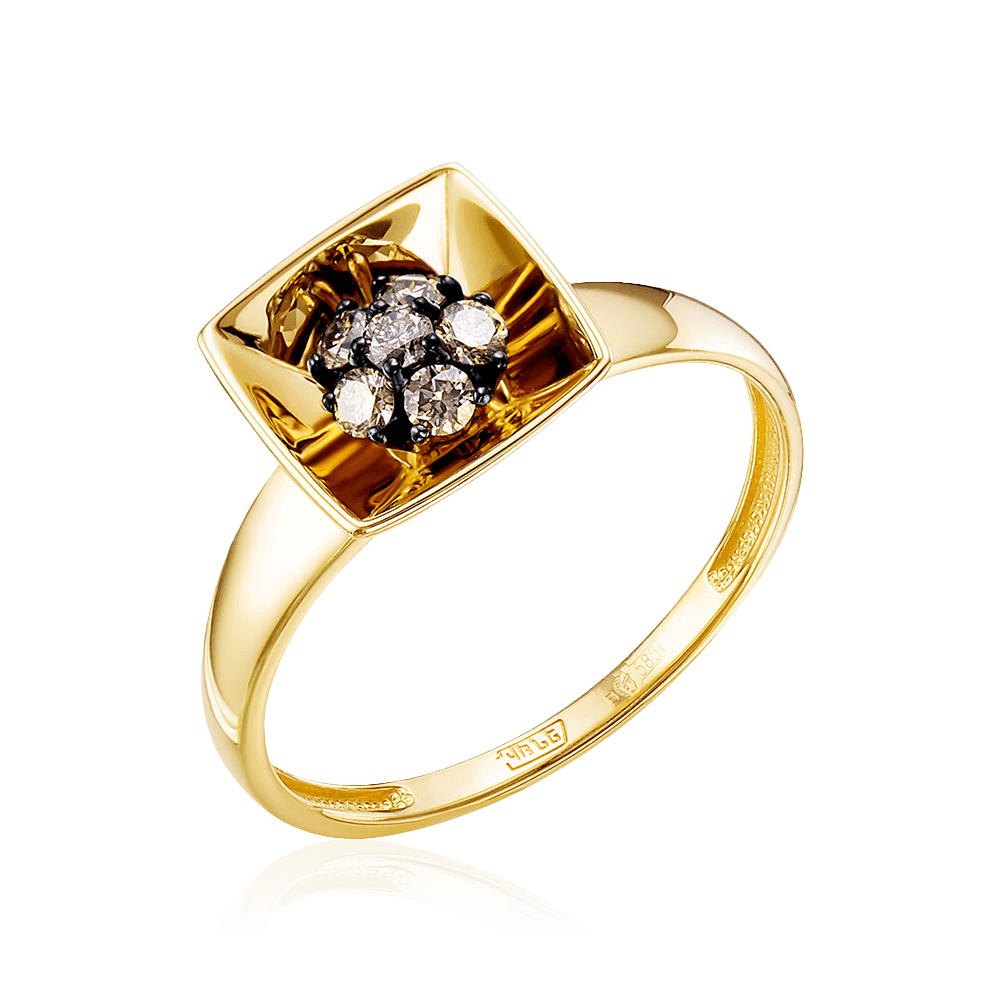 Кольцо с бриллиантами из желтого золота 585 пробы (арт. 97005)