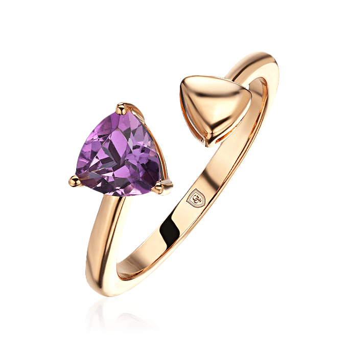 Кольцо с аметистом из красного золота 585 пробы (арт. 119080)