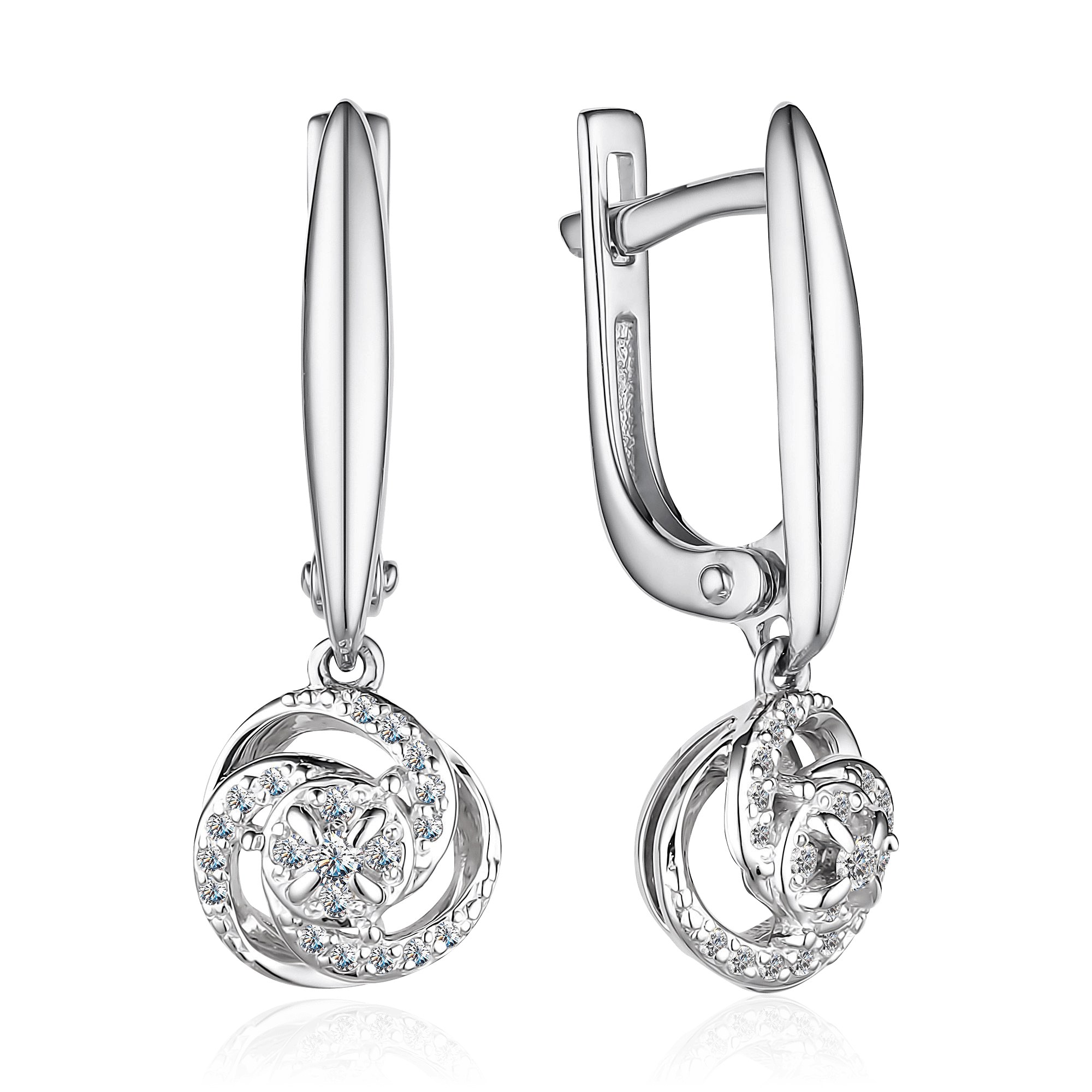 Серьги с бриллиантами из белого золота 585 пробы (арт. 96398)