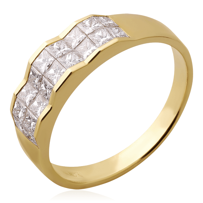 Кольцо с бриллиантами из желтого золота 750 (арт. 75600)