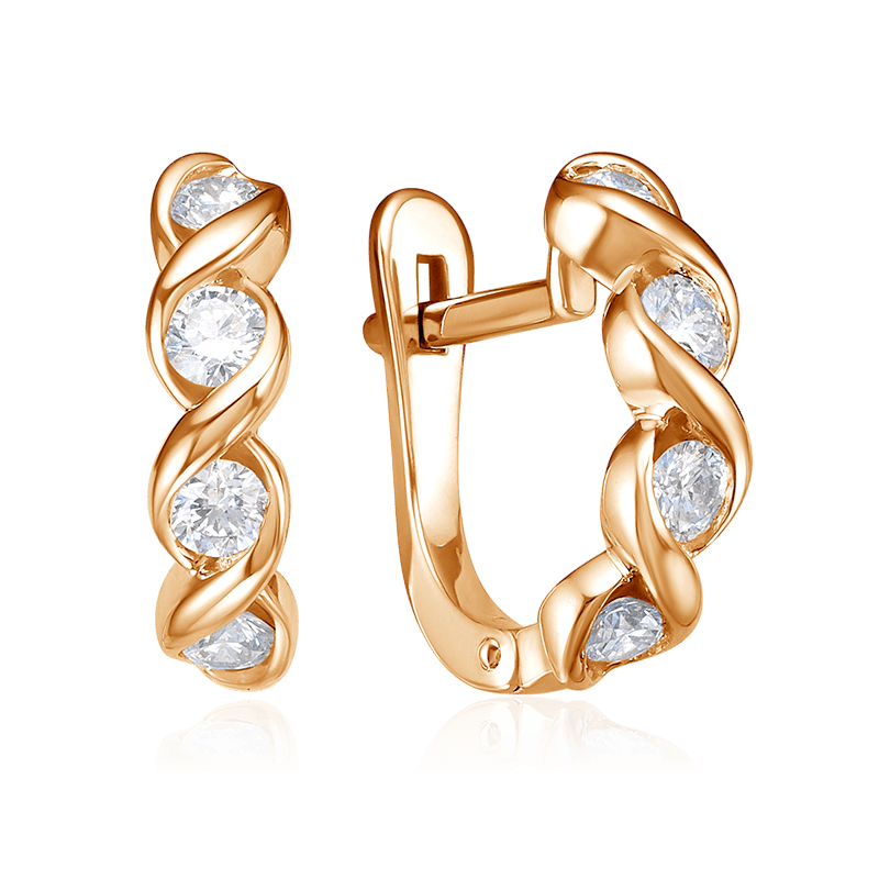 Серьги с бриллиантами из красного золота 585 пробы (арт. 125469)