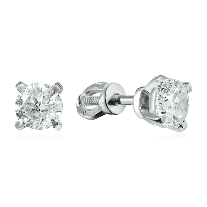 Серьги с бриллиантами из белого золота 585 пробы, фото № 1