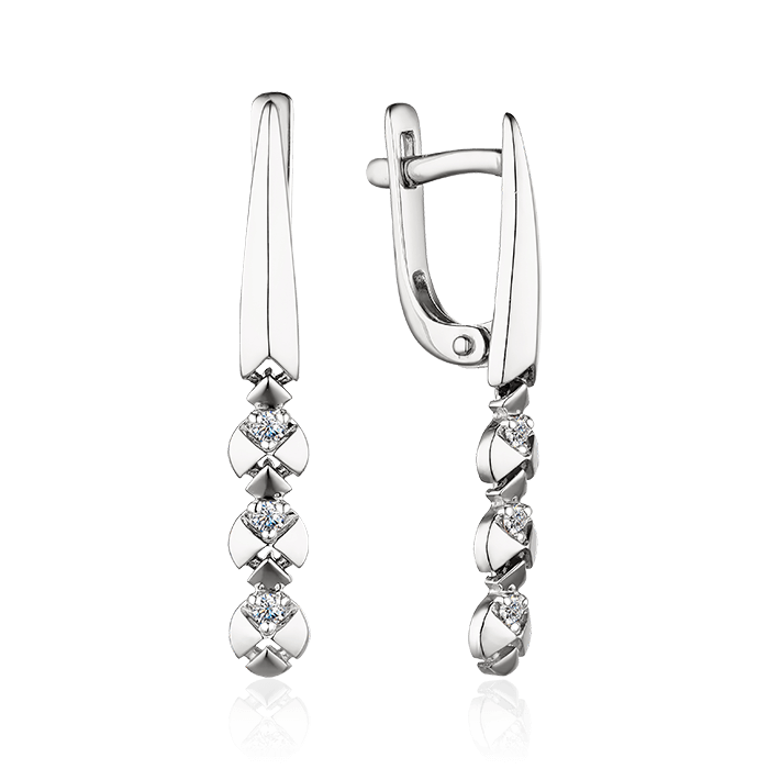 Серьги с бриллиантами из белого золота 585 пробы (арт. 79346)
