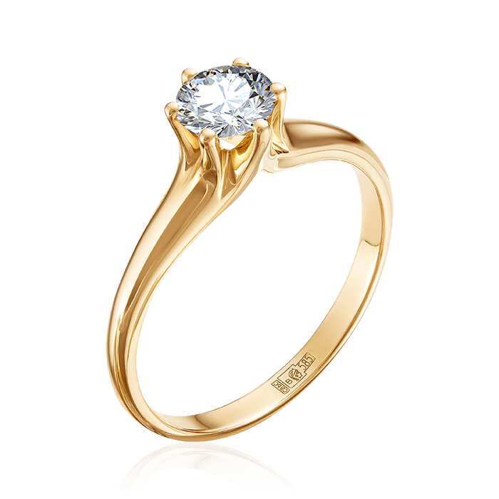 Кольцо с 1 бриллиантом из желтого золота 585, фото № 1