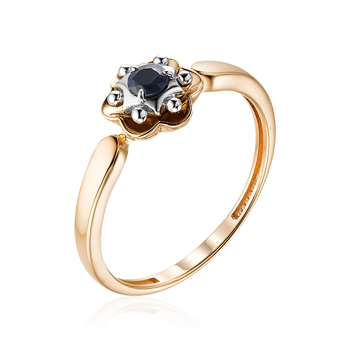 Кольцо с сапфиром из красного золота 585 пробы, фото № 1