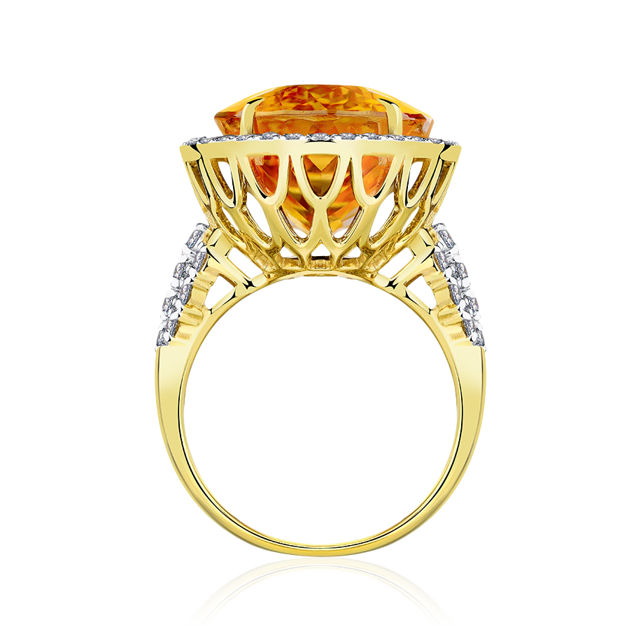 Кольцо с бериллом, бриллиантами из желтого золота 585 пробы, фото № 7