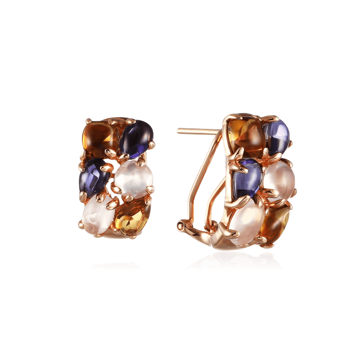 Серьги с кварцем, цитрином из красного золота 585 пробы, фото № 1
