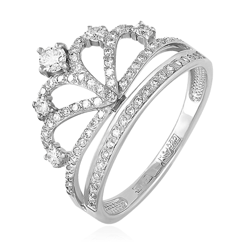 Кольцо корона с бриллиантами из белого золота 585, фото № 1