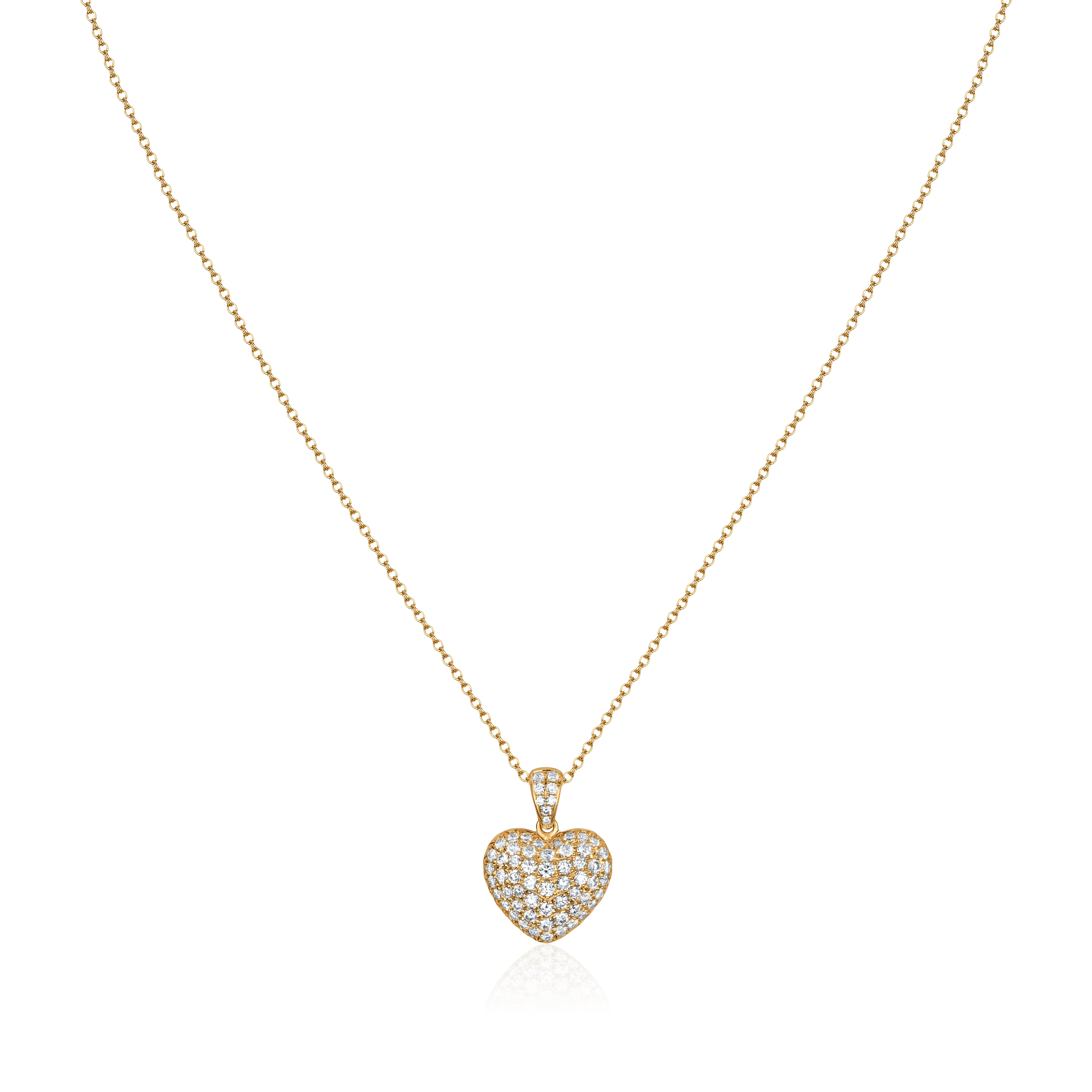 Колье сердце с бриллиантами из желтого золота 750 пробы (арт. 98717)