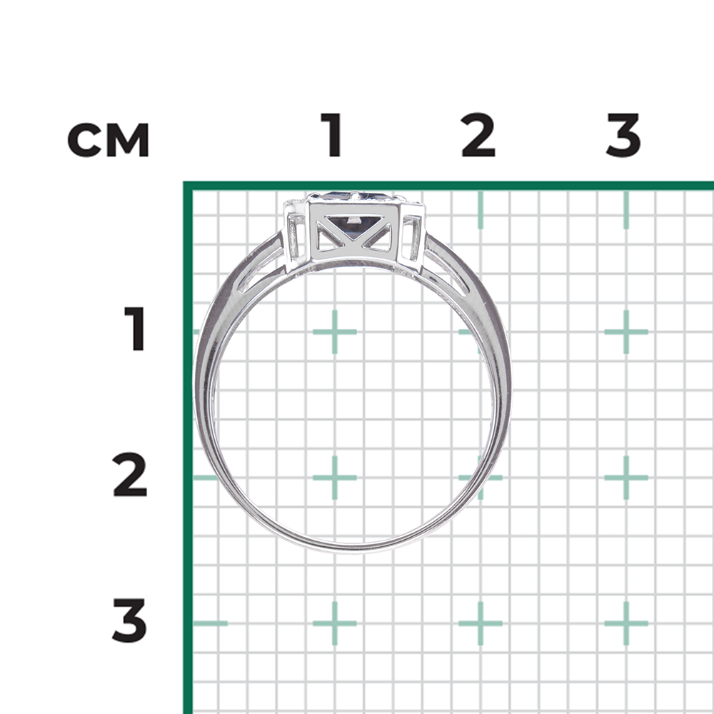 Кольцо с сапфиром, бриллиантами из белого золота 585 пробы, фото № 3