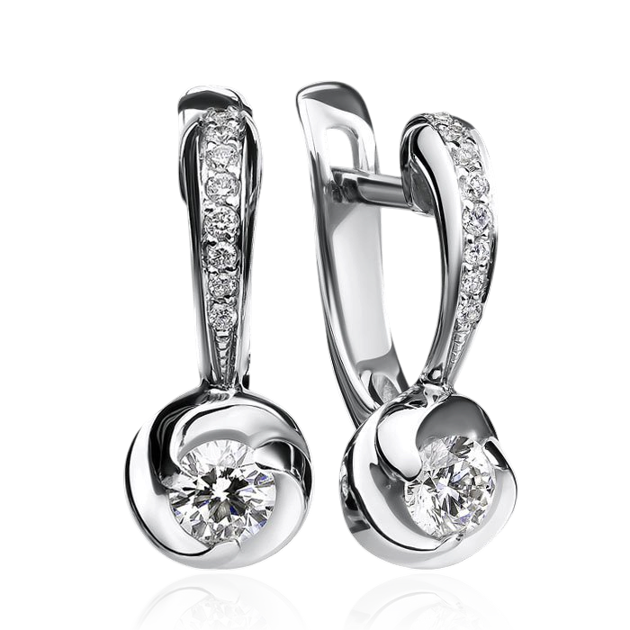 Серьги с бриллиантами из белого золота 585 пробы, фото № 1