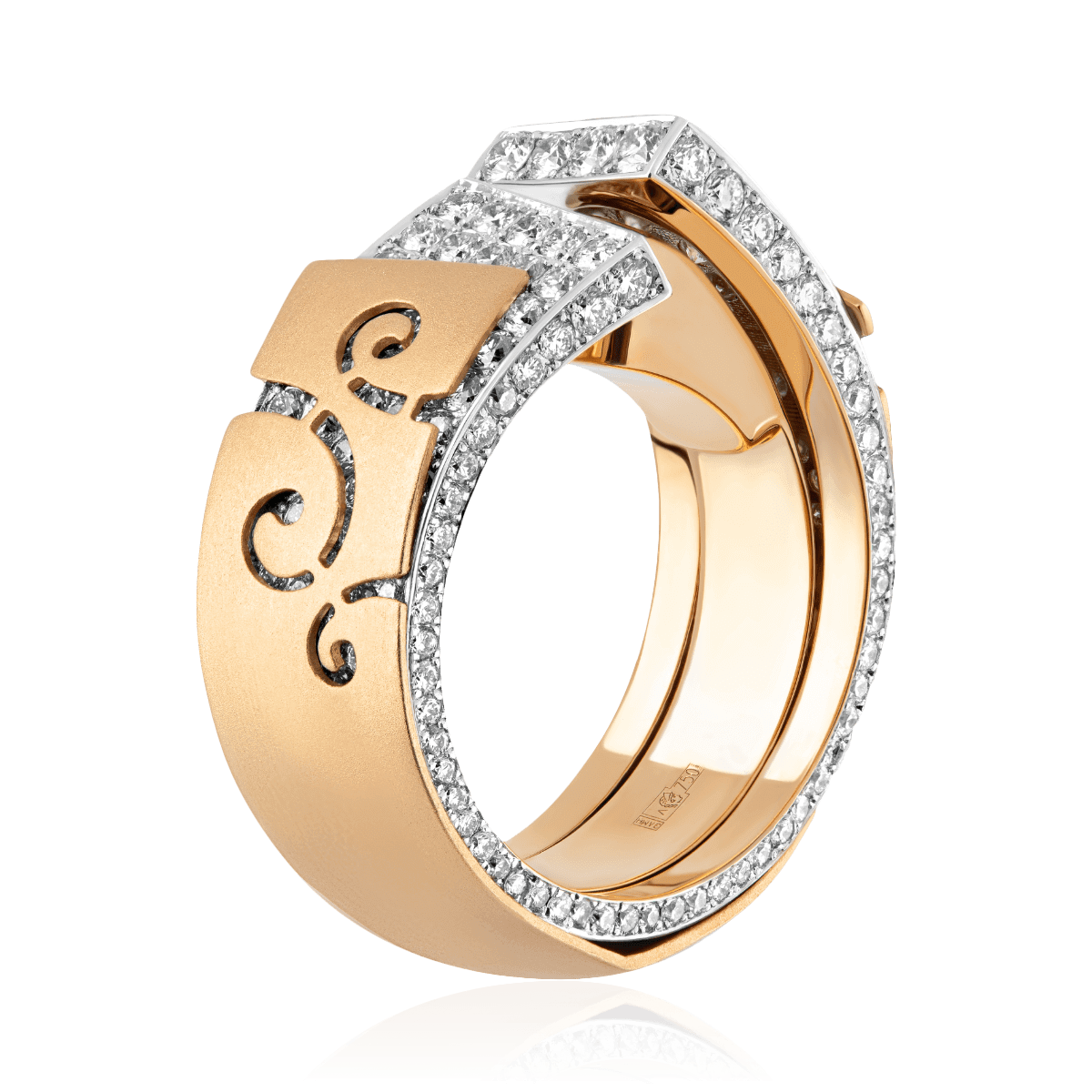 Кольцо с бриллиантами из желтого золота 750 пробы, фото № 3