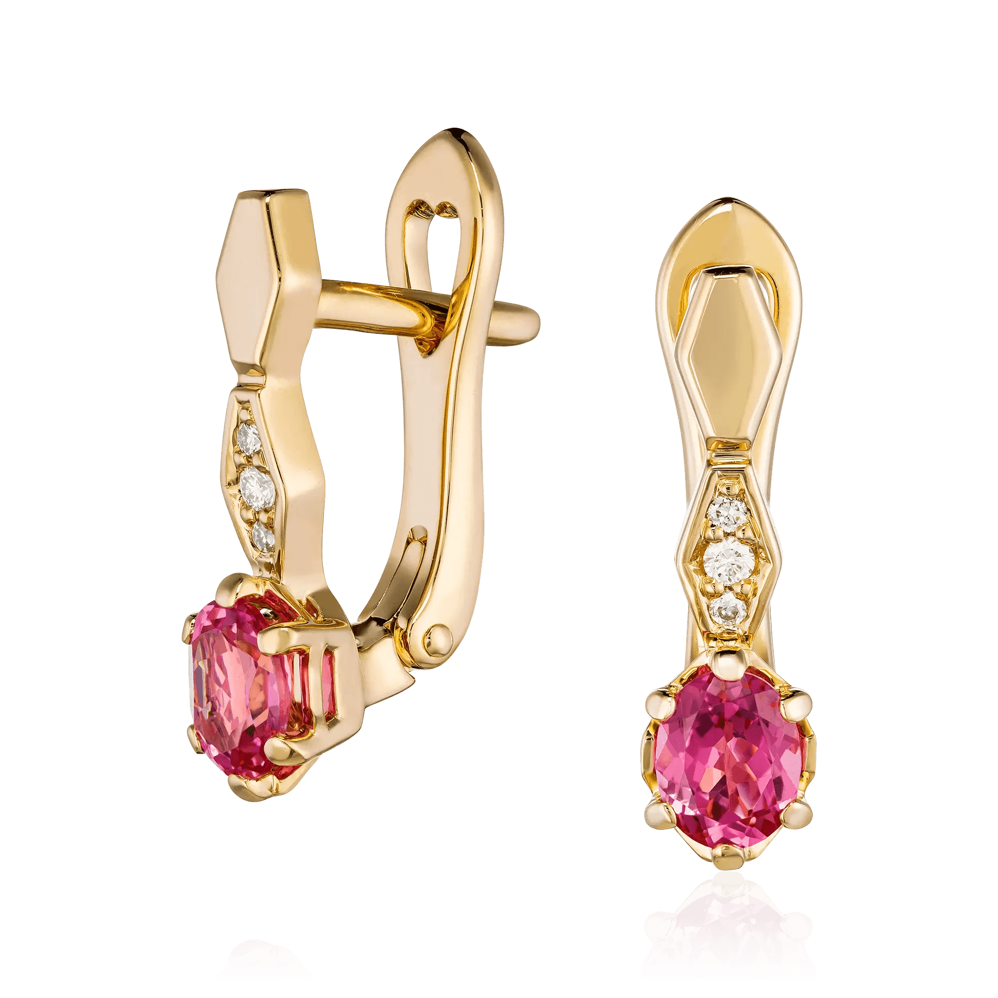 Серьги с шпинелью, бриллиантами из красного золота 585 пробы (арт. 132880)