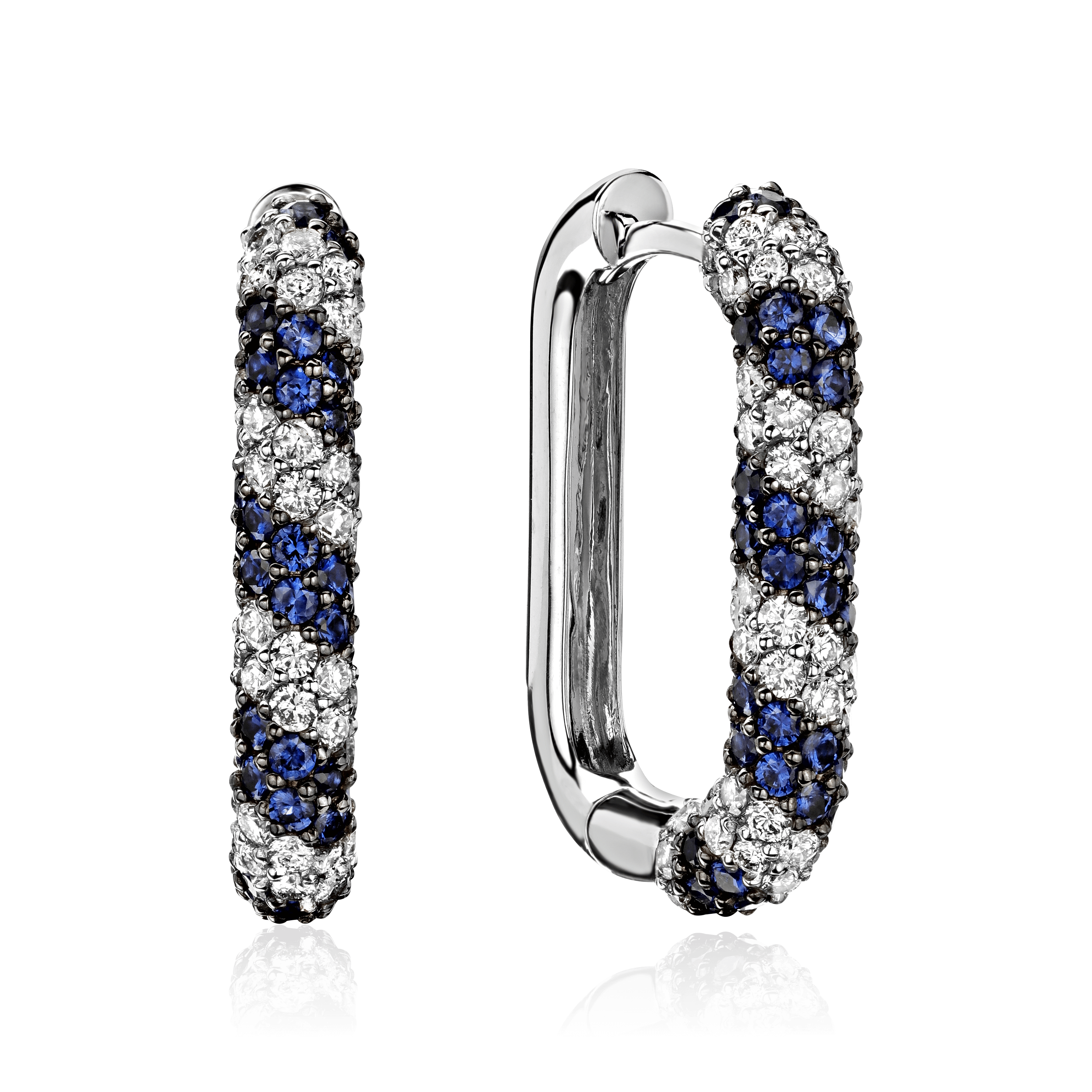 Серьги с сапфиром, бриллиантами из белого золота 585 пробы (арт. 108757)
