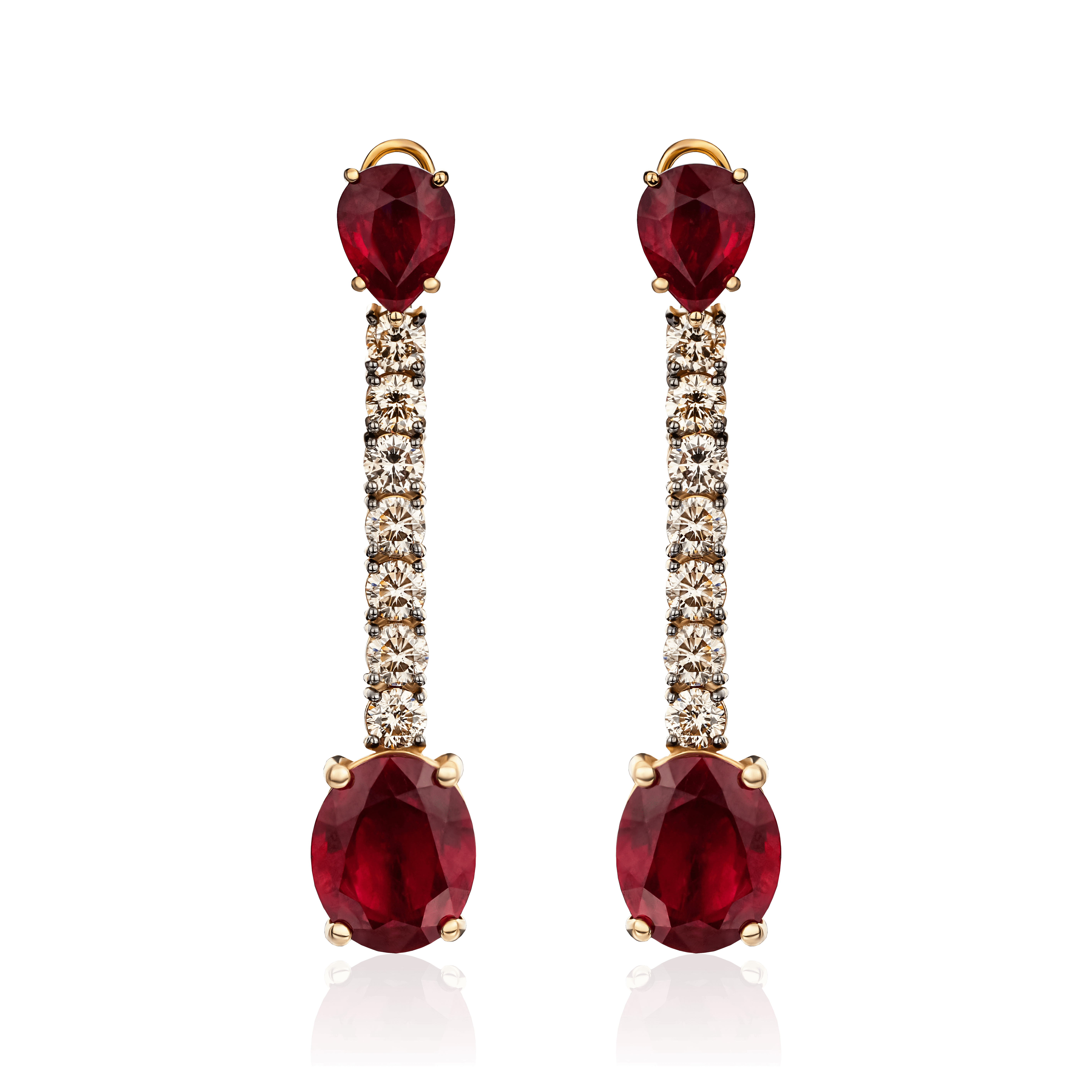 Серьги с рубином, бриллиантами из красного золота 585 пробы (арт. 103155)