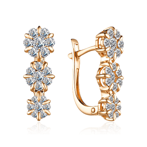 Серьги с бриллиантами из красного золота 585 пробы (арт. 103576)