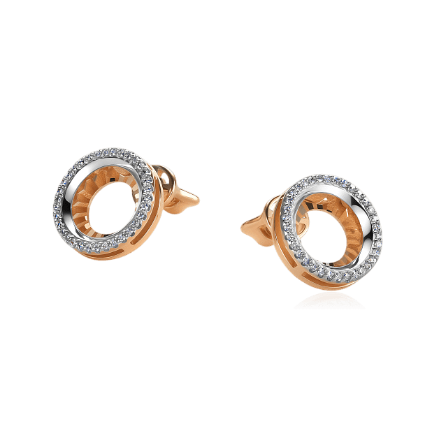Серьги с бриллиантами из красного золота 585 пробы (арт. 130049)