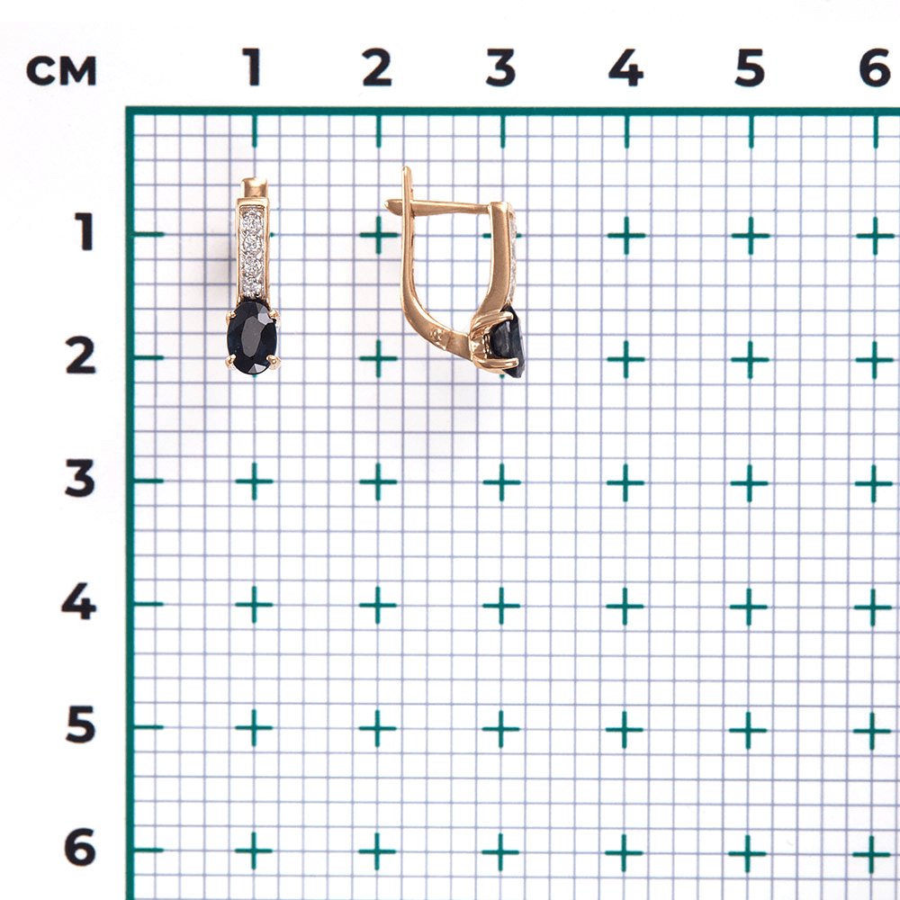 Серьги с сапфиром, бриллиантами из красного золота 585 пробы, фото № 3