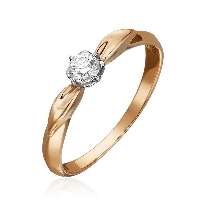 Кольцо с 1 бриллиантом из комбинированного золота 585 (арт. 73176)