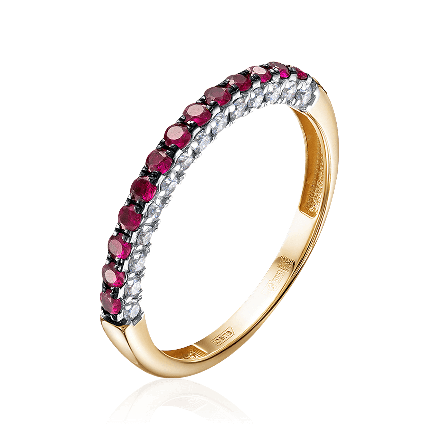 Кольцо с рубином, бриллиантами из красного золота 585 пробы (арт. 104829)