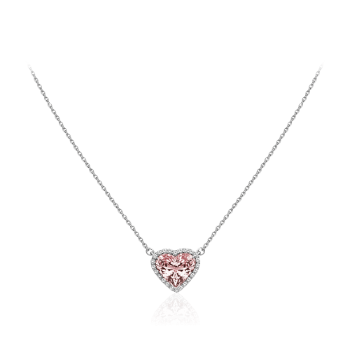 Колье в виде сердца с шпинелью, бриллиантами из белого золота 750 пробы (арт. 99328)