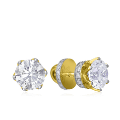 Серьги с бриллиантами из желтого золота 750 пробы (арт. 38820)