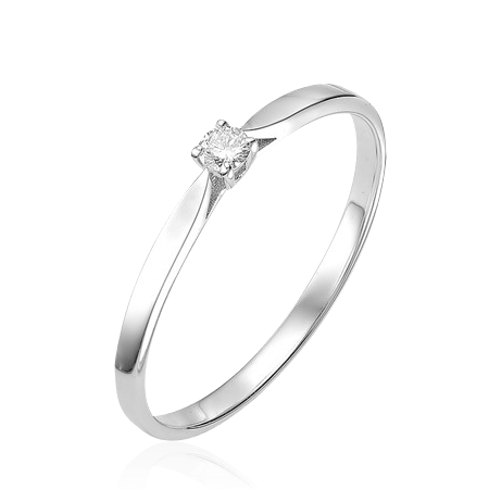 Кольцо с 1 бриллиантом из белого золота 585, фото № 1