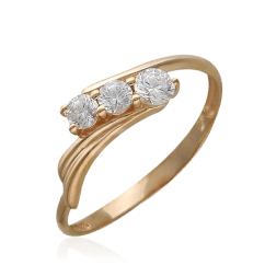 Кольцо с фианитами из красного золота 585 пробы (арт. 39855)