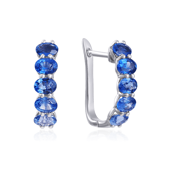 Серьги с сапфиром из белого золота 585 пробы (арт. 51739)