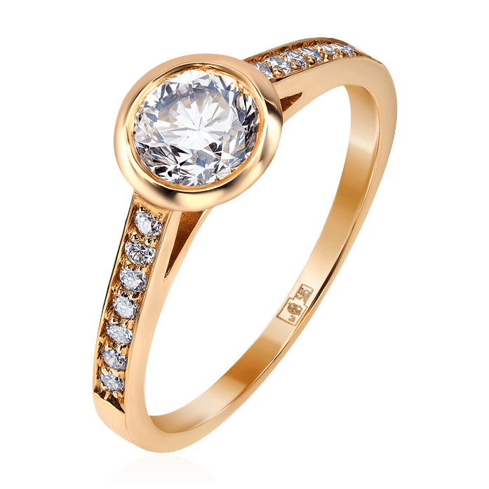 Кольцо с бриллиантами из желтого золота 585, фото № 1