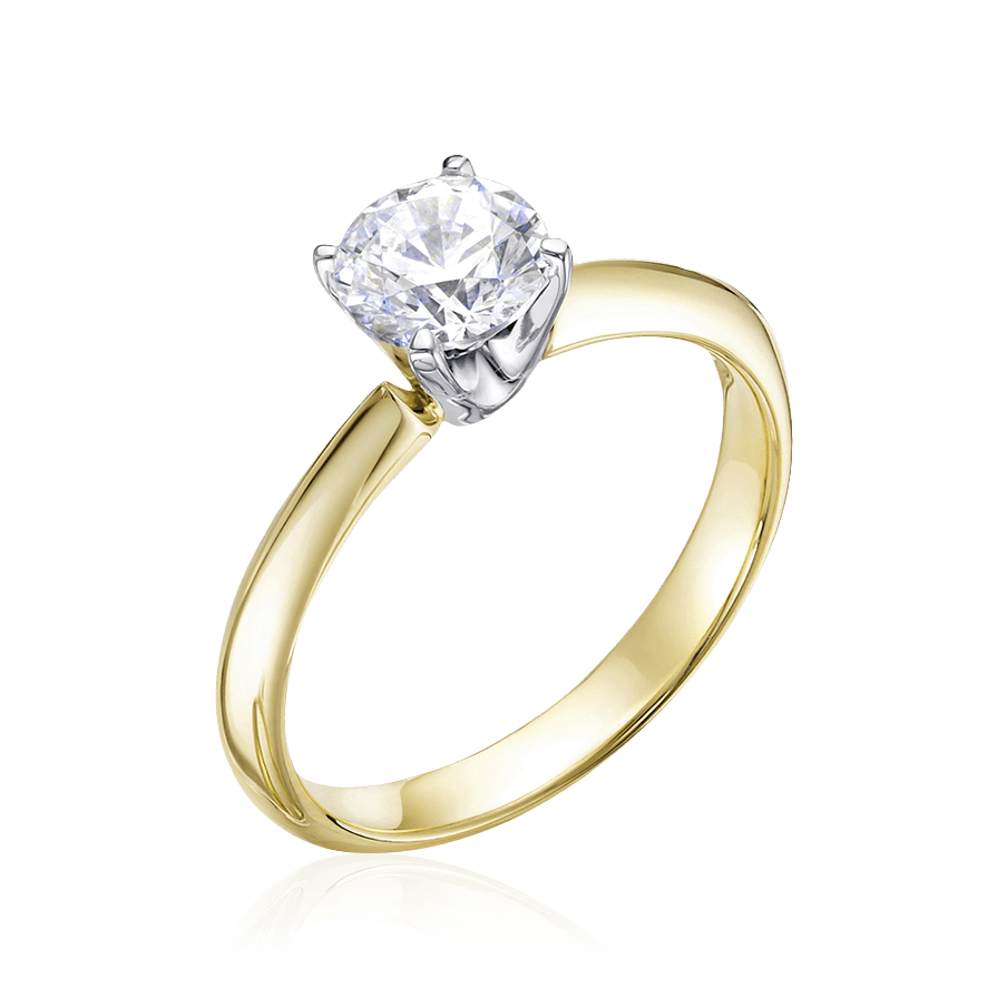 Кольцо с 1 бриллиантом из желтого золота 585 пробы (арт. 102130)