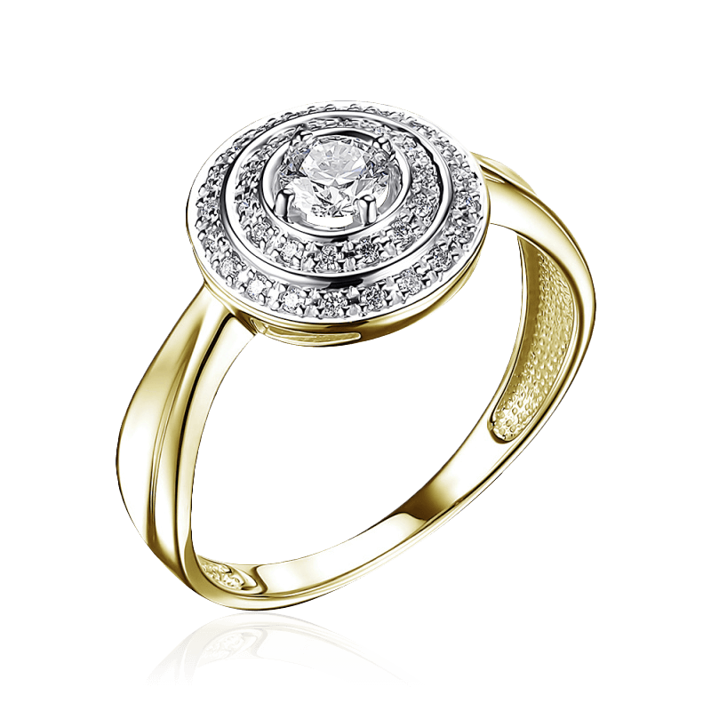 Кольцо с бриллиантами из желтого золота 585 пробы (арт. 93509)