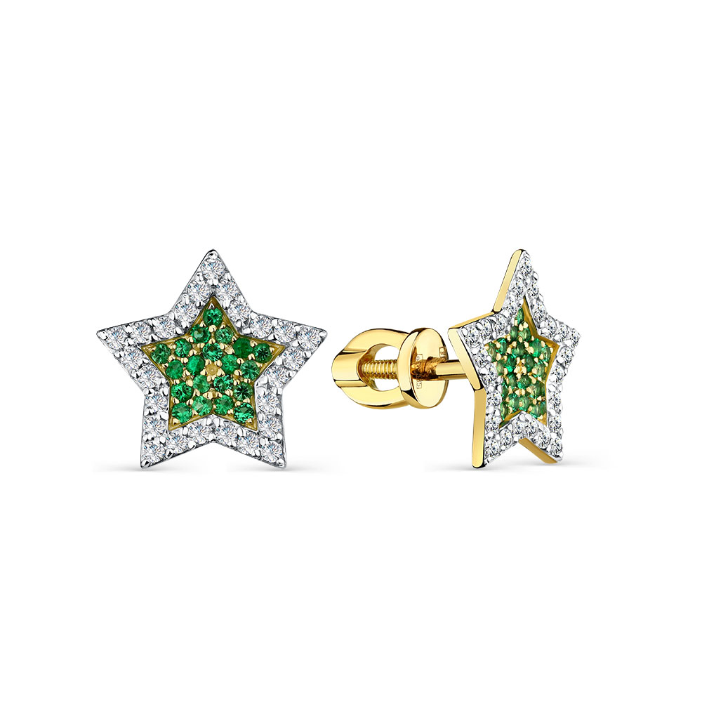 Колье с бриллиантами, изумрудом из желтого золота 585 пробы, фото № 3