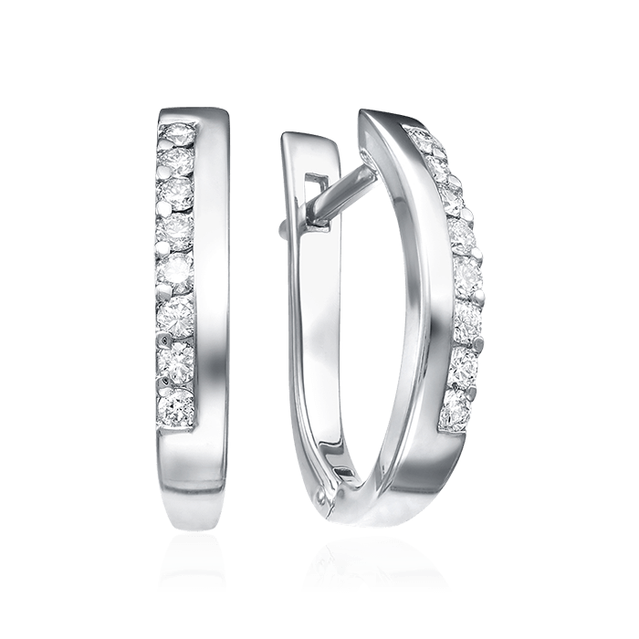 Серьги с бриллиантами из белого золота 585 пробы, фото № 1