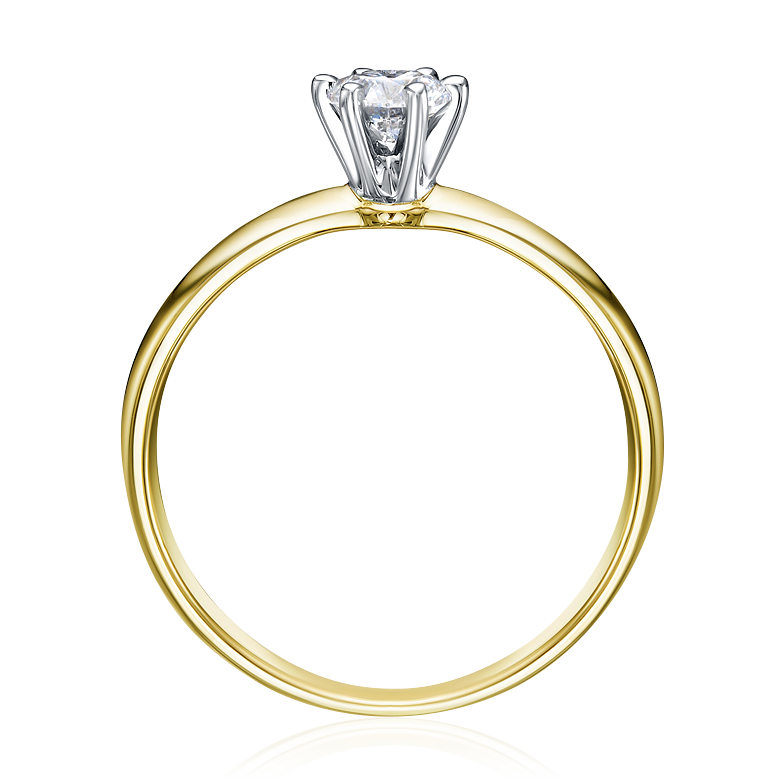 Кольцо с 1 бриллиантом из желтого золота 585 пробы, фото № 2