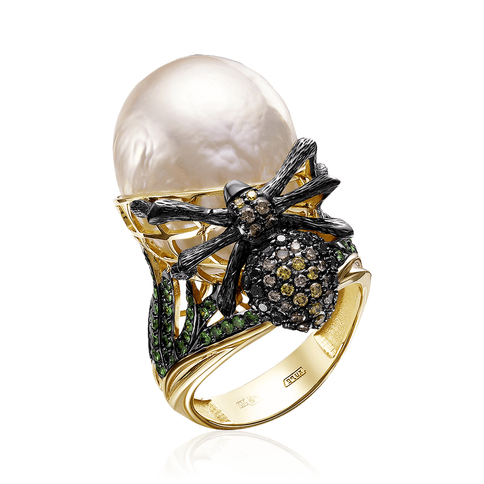 Кольцо Паук с бриллиантами из комбинированного золота 585, фото № 1