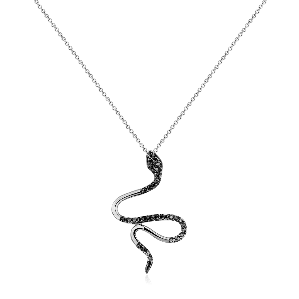 Колье в виде змеи с бриллиантами из белого золота 585 пробы (арт. 95272)