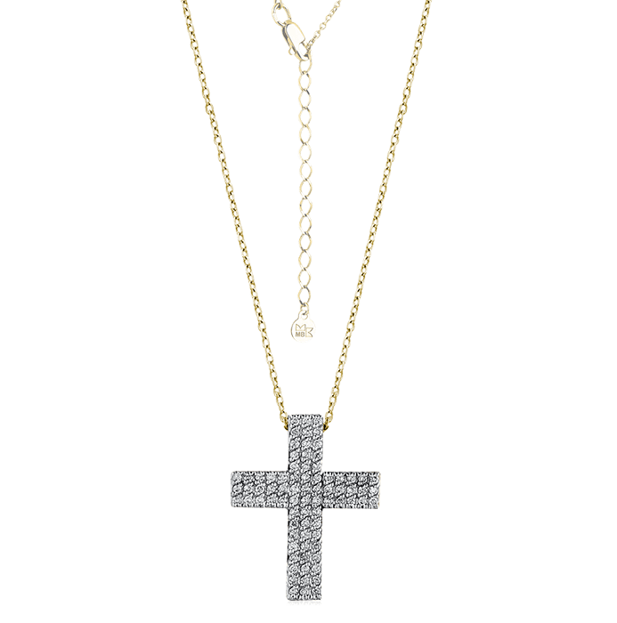 Крест с бриллиантами из желтого золота 585 пробы (арт. 67065)