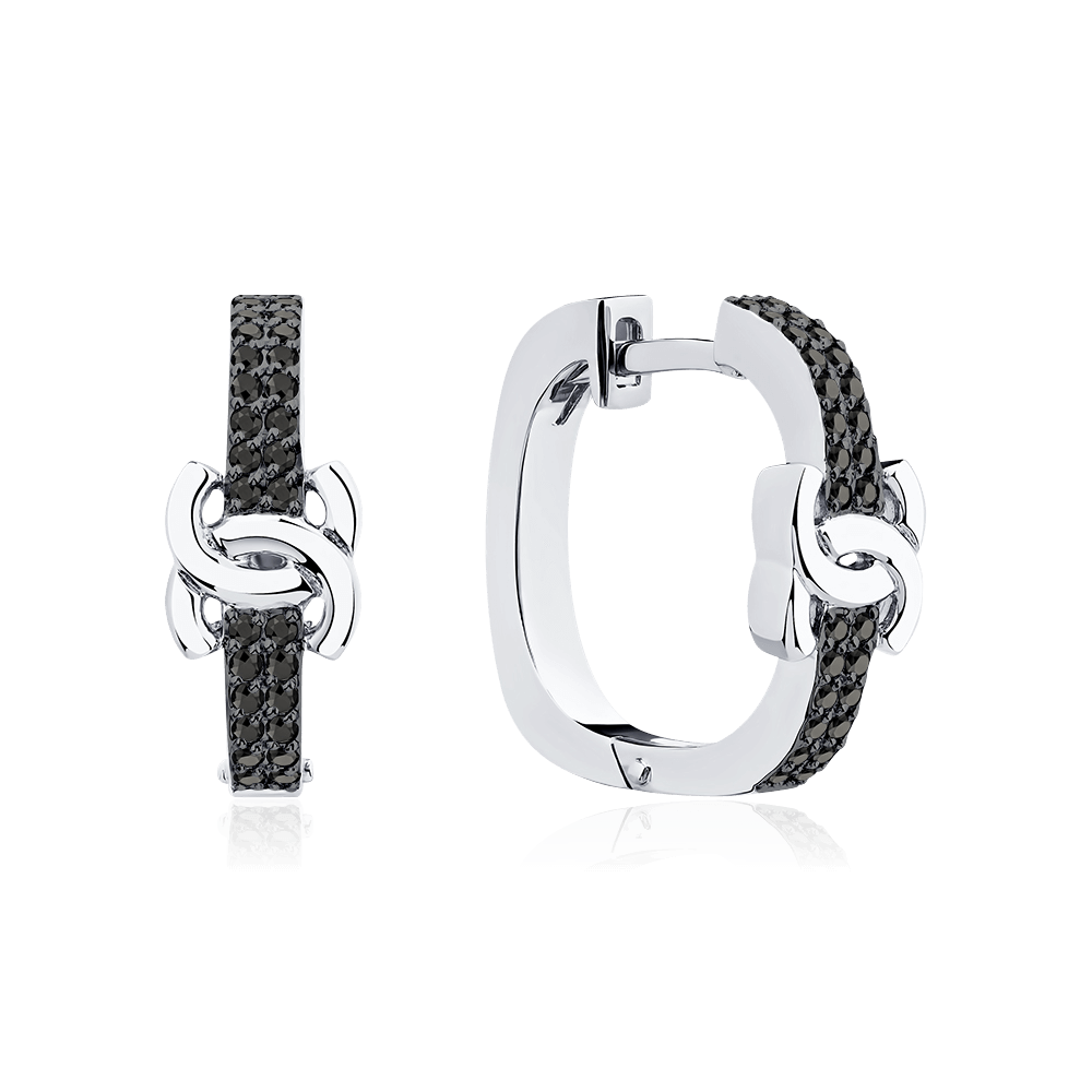 Серьги с монограммой Chanel с бриллиантами из белого золота 585 пробы, фото № 1