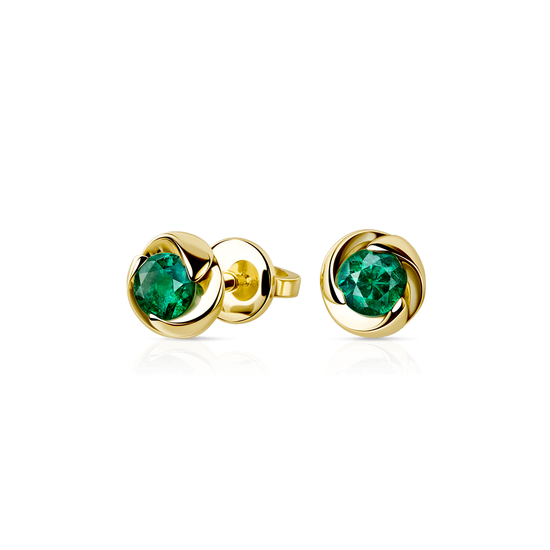 Серьги пусеты с изумрудом из желтого золота 585 пробы (арт. 44954, код  2069-2/6-4,0, Artauro) - купить с доставкой в Москве