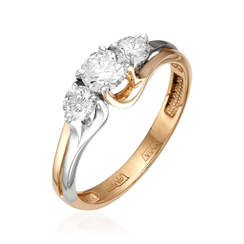Кольцо с бриллиантами из комбинированного золота 750, фото № 1