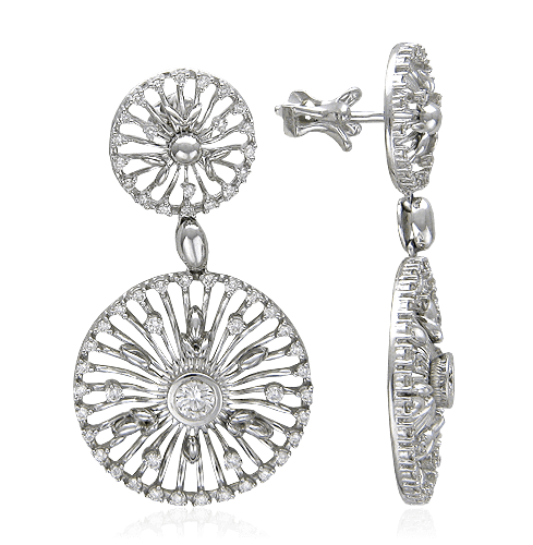 Серьги с бриллиантами из белого золота 750 пробы из коллекции Sole (Bergio) (арт. 15256)