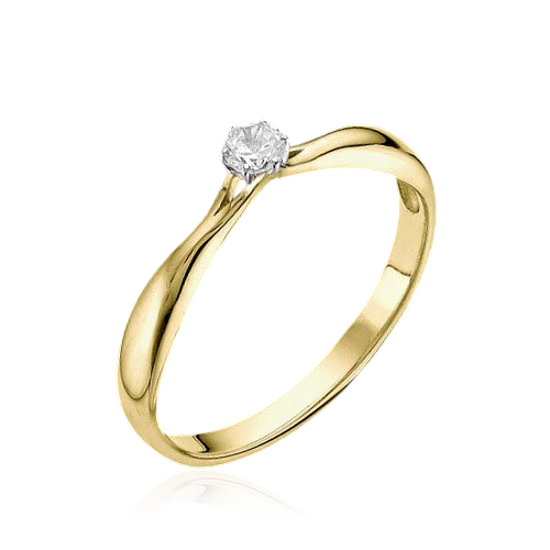 Кольцо с 1 бриллиантом из желтого золота 585, фото № 1
