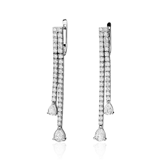 Серьги с бриллиантами из белого золота 585 пробы (арт. 39459)