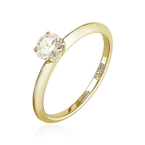 Кольцо с 1 бриллиантом из желтого золота 585 (арт. 79769)