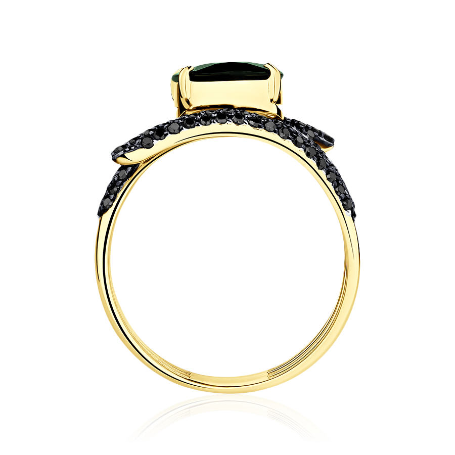 Кольцо с турмалином, бриллиантами из желтого золота 585 пробы, фото № 4