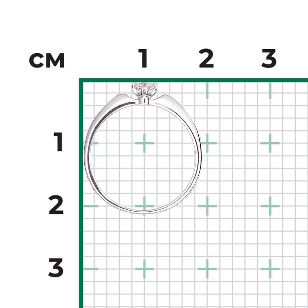 Кольцо с 1 бриллиантом из белого золота 585, фото № 3