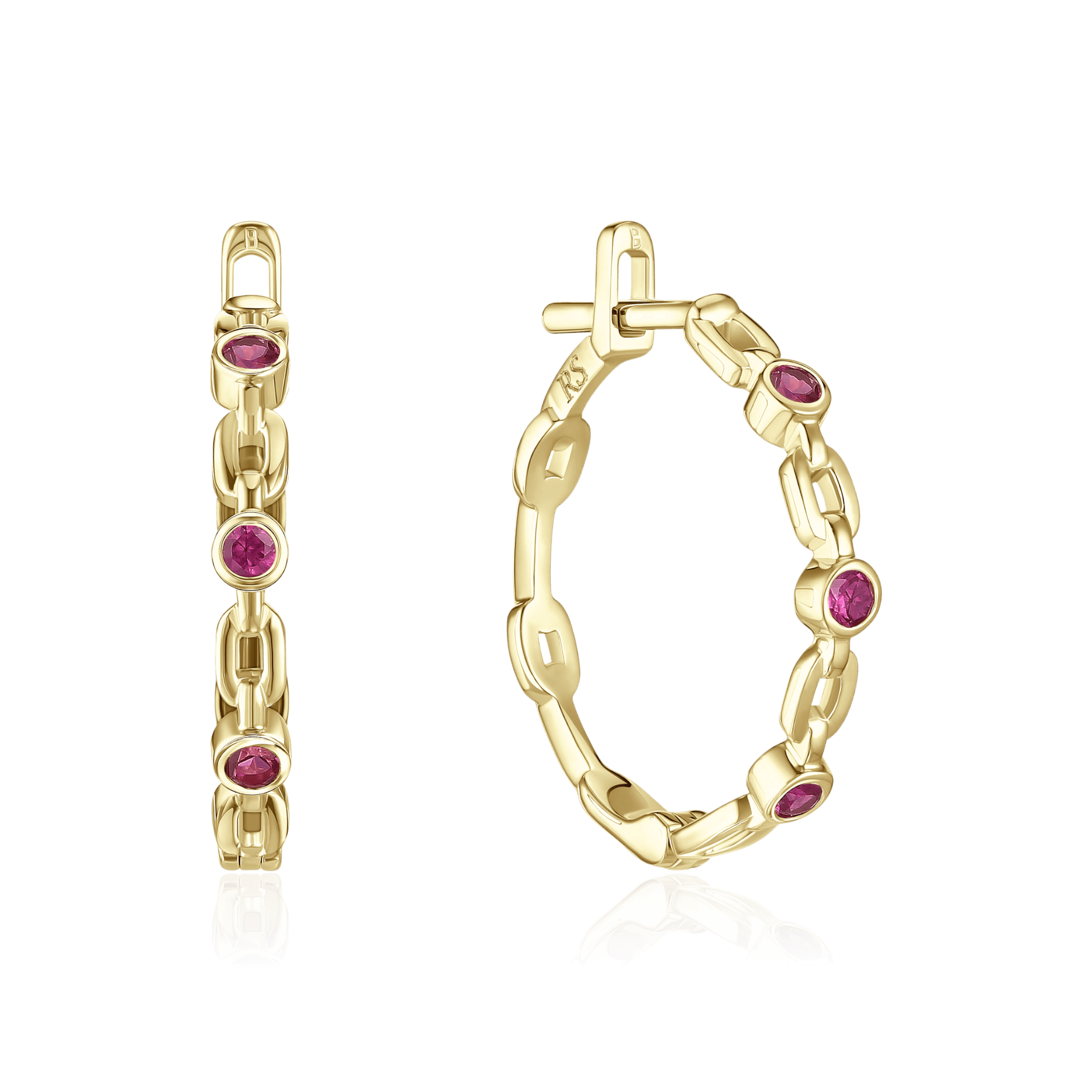 Серьги с рубином из желтого золота 585 пробы (арт. 130978)